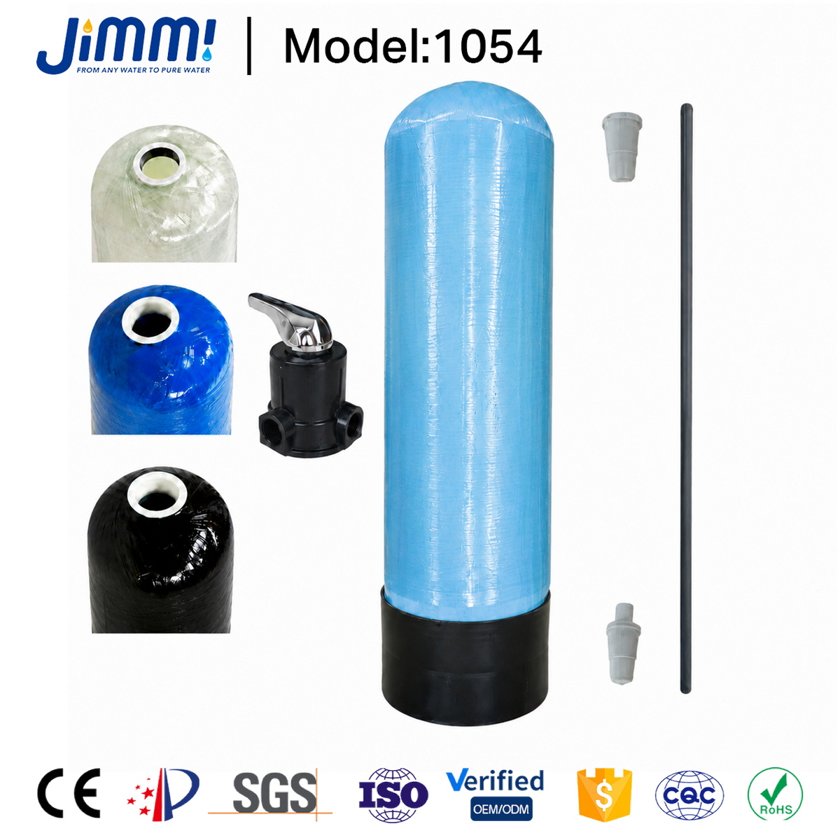 JIMMI Vertical Seamless Thickened High-Pressure FRP Resin Tank