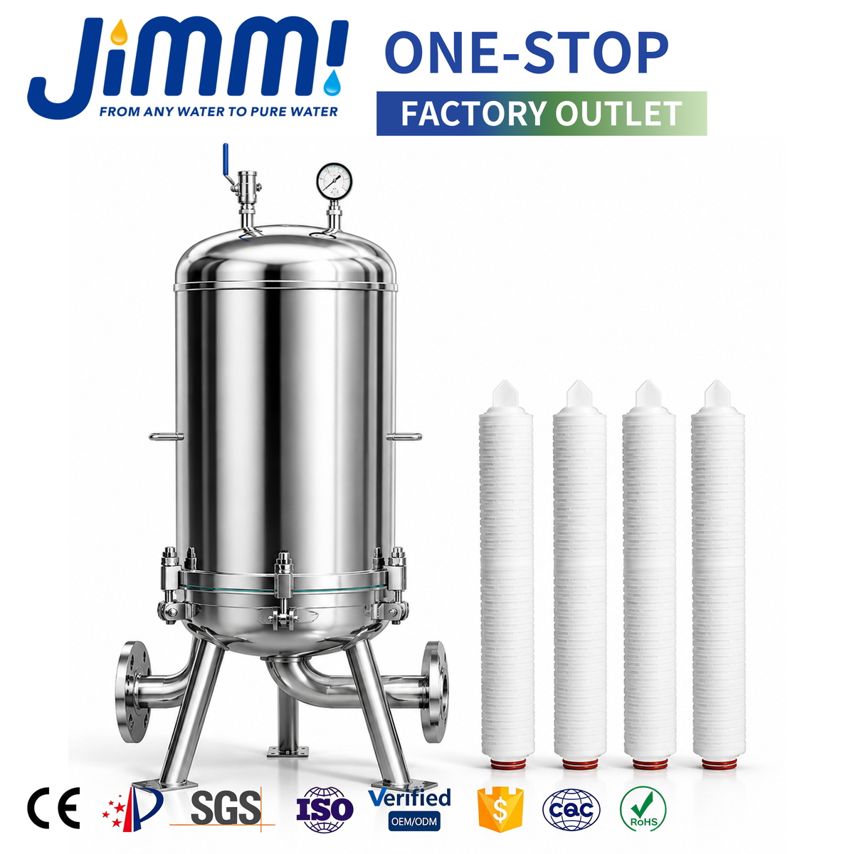 JIMMI Sanitary 304 SS Multi-Element Micron Cartridge Filter