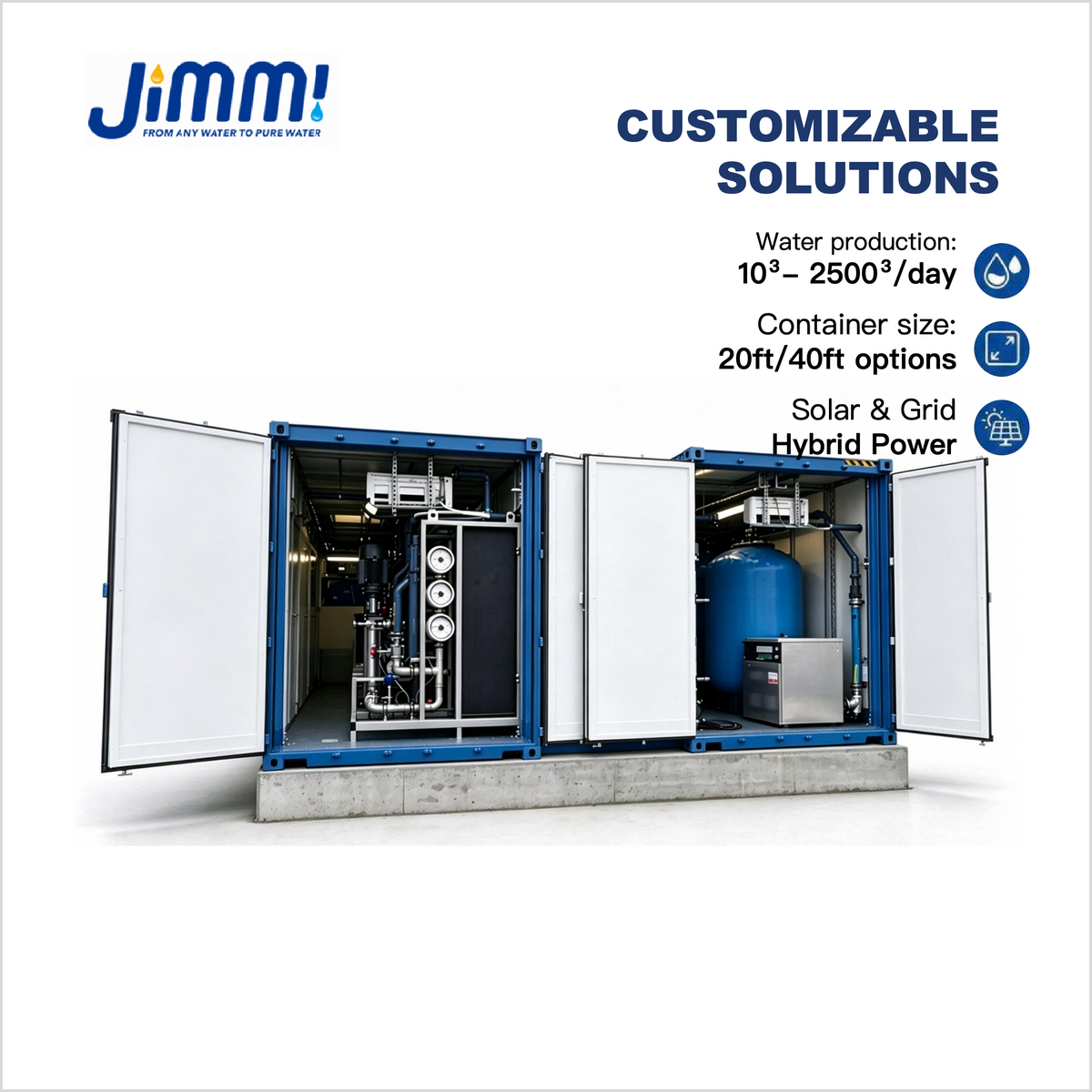 JIMMI Plug & Play Rapid-Installation SWRO Mobile Container Seawater Plant