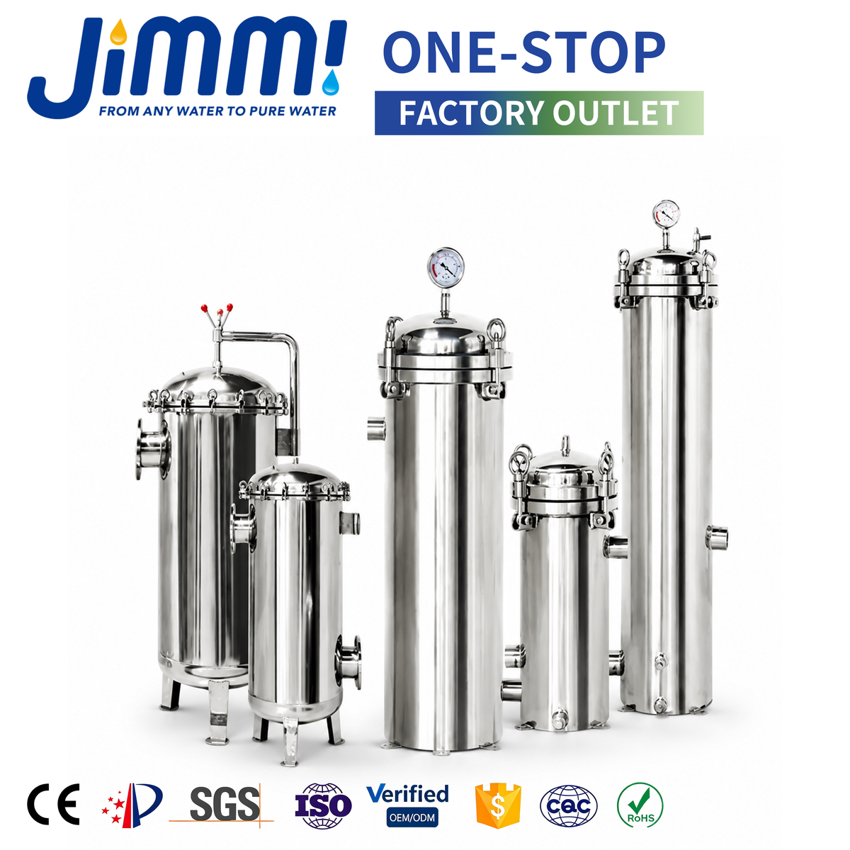 JIMMI Multi-Bag High-Flow Stainless Steel Bag Filter Housing