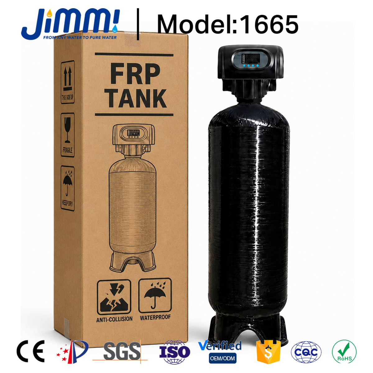 JIMMI 1665 Model Commercial Water Softening & Demineralization FRP Vessel