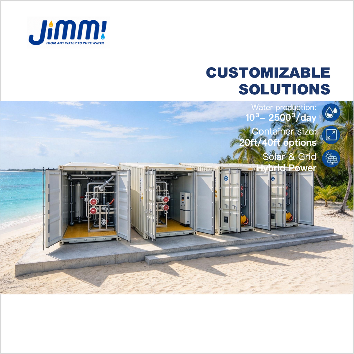 JIMMI 5T-50T/H Solar Photovoltaic Desalination Plant for Off-Grid Mining