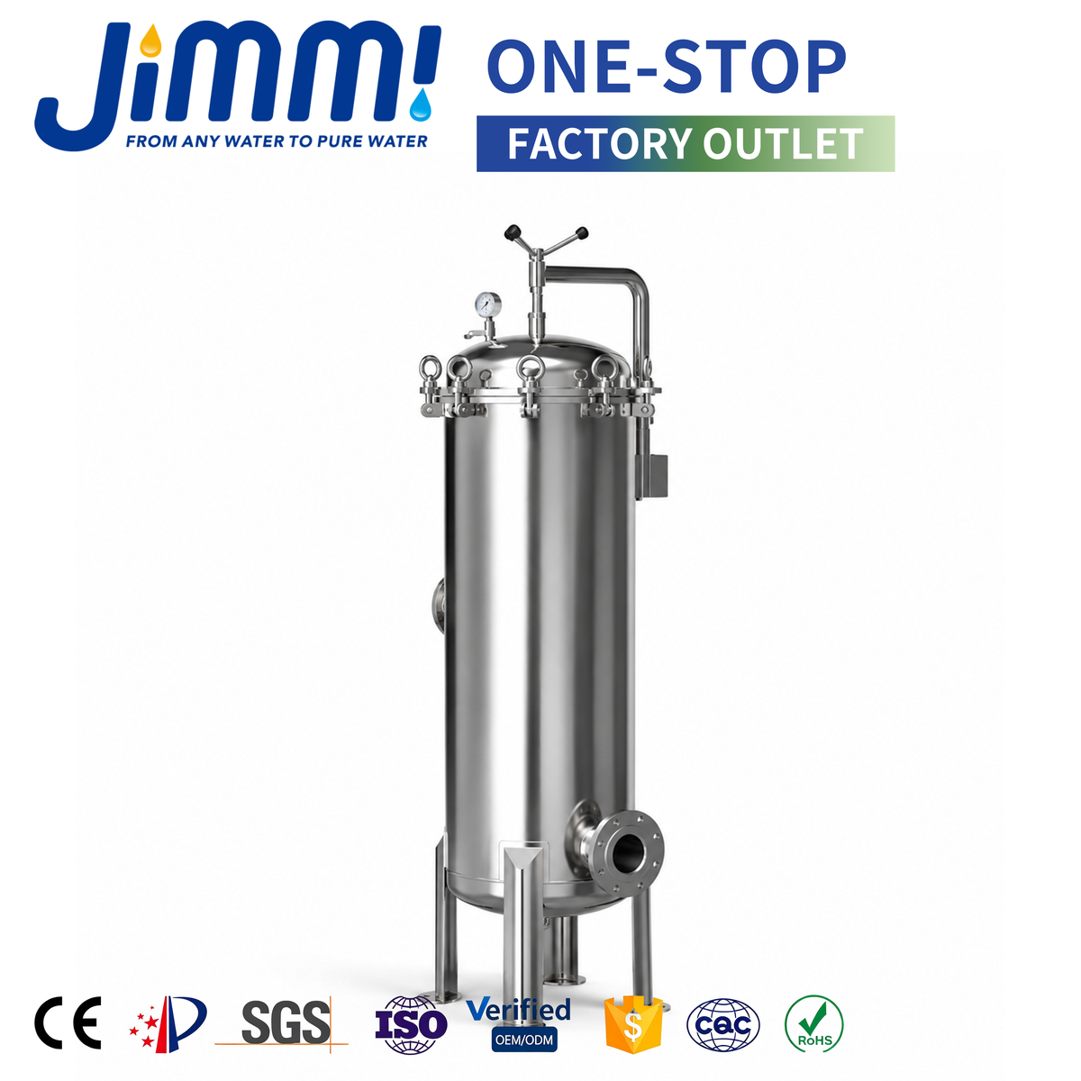 JIMMI Industrial High-Flow Stainless Steel Multi-Cartridge Filter