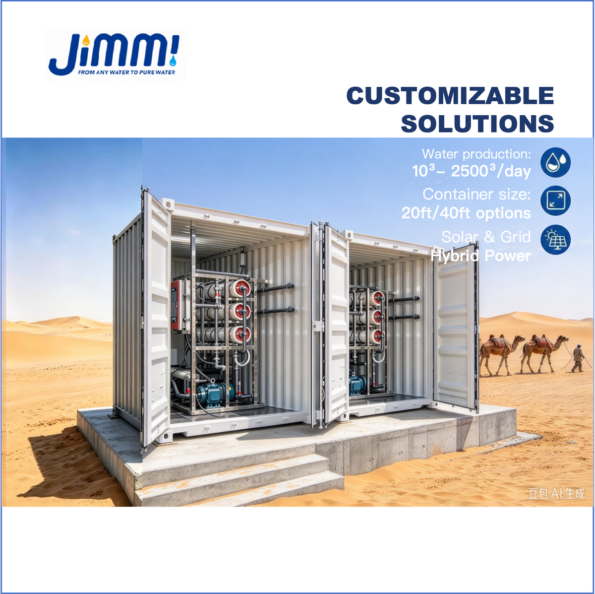 JIMMI 1000L-8000L/H Desert, Marsh & River Brackish Water RO System