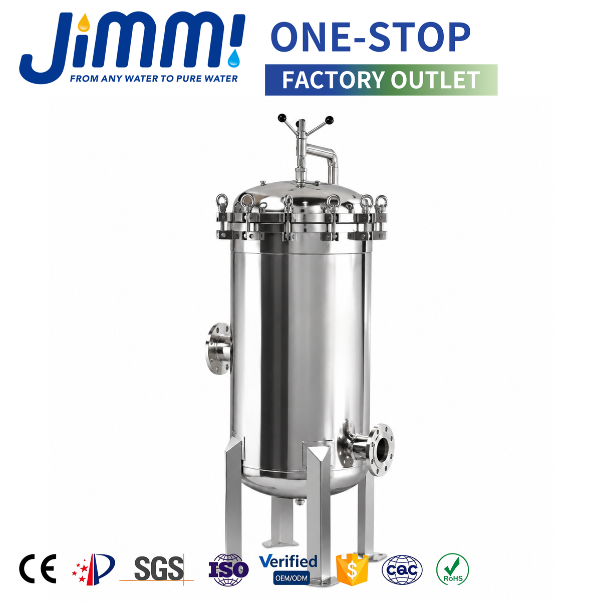 JIMMI Sanitary 304/316L SS Bag & Cartridge Filter (Flange Port)