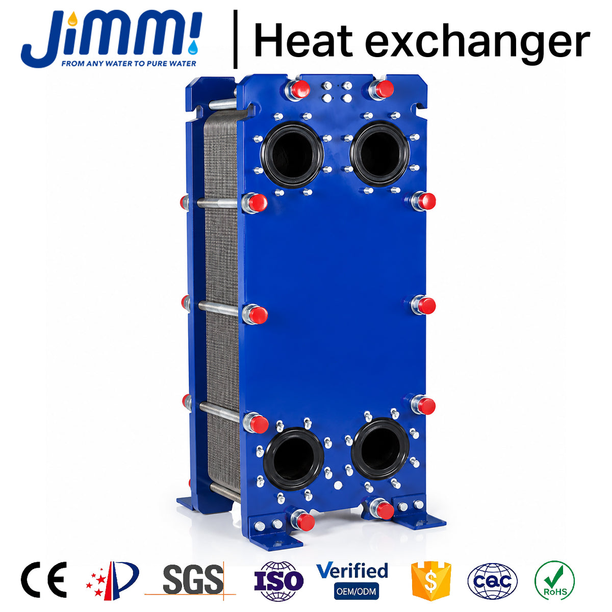 JIMMI Sanitary Stainless Steel Gasket Plate Heat Exchanger for Food & Beverage