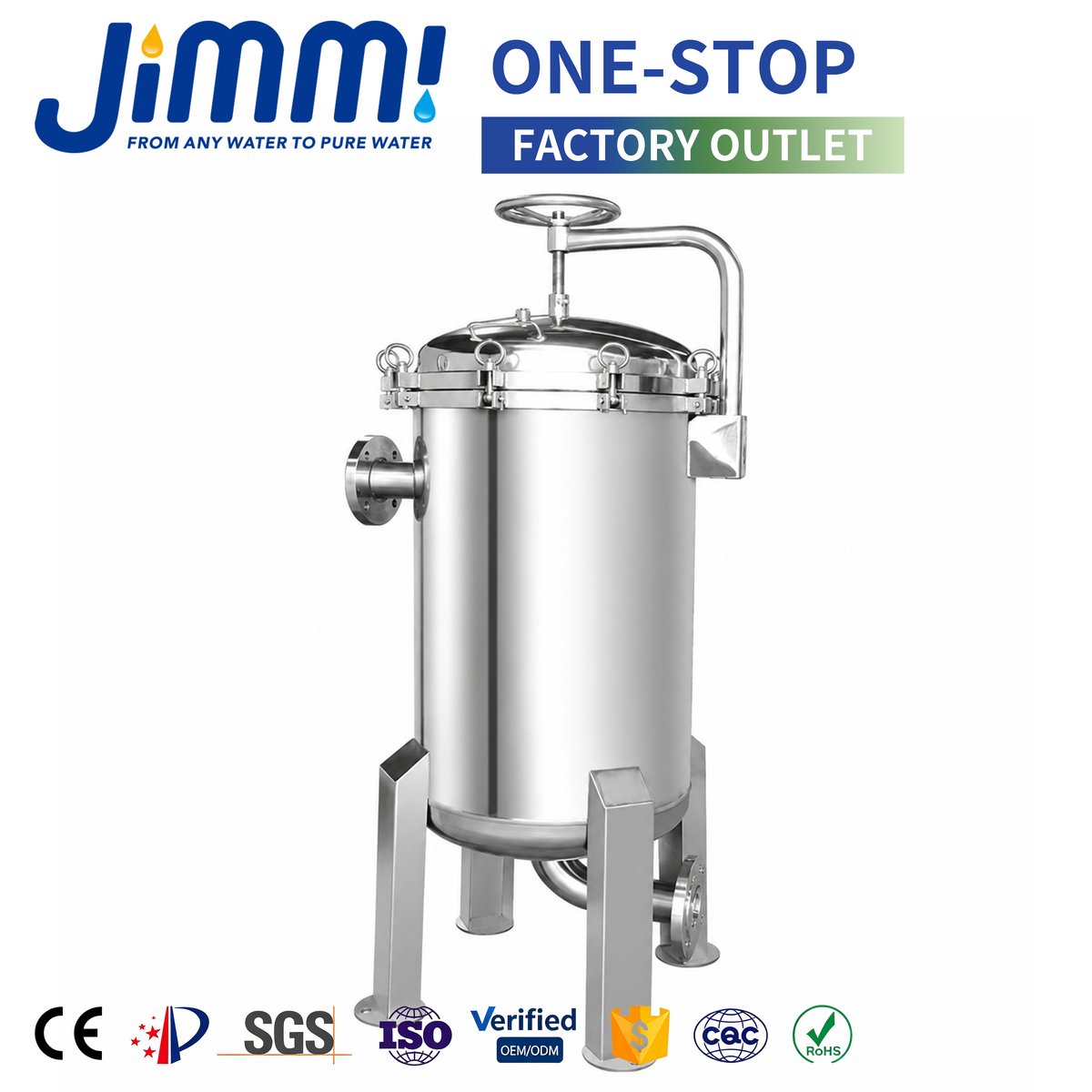 JIMMI Heavy-Duty ASME Standard SS Pressure Vessel Filter Tank